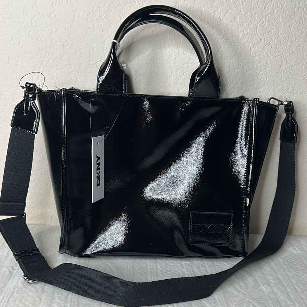 DKNY Glossy Black Tote Bag